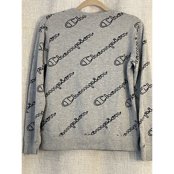 Women's Champion All Over Logo Hoodie Sweatshirt Croptop Size XLarge - Picture 4 of 5